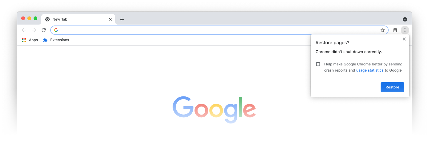 How to restore Google Chrome tabs